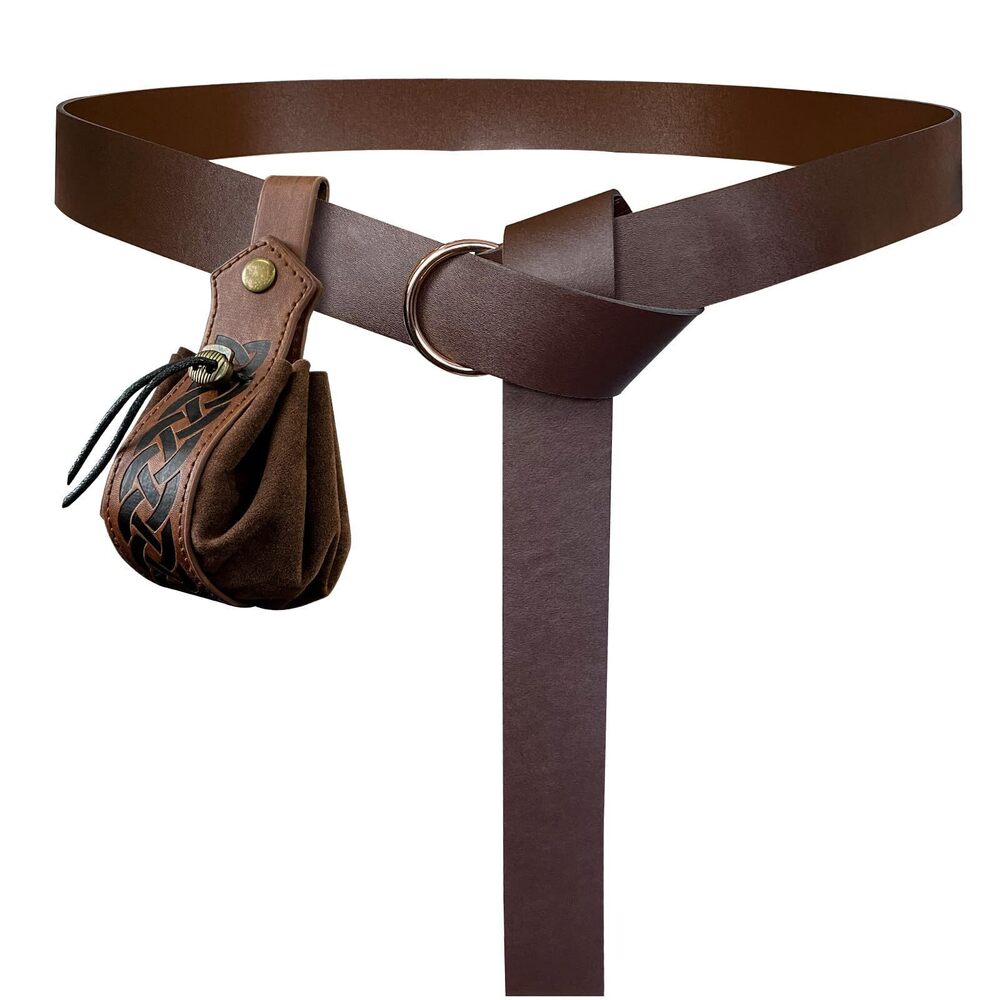 8194 Medieval O Ring Belt with Retro Nordic Drawstring Pouch, Renaissance